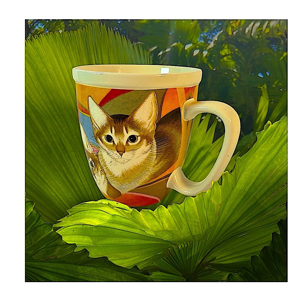 New 2008 Lang Cat Design Mug with Orange and Cream Accents Ceramic 16 oz